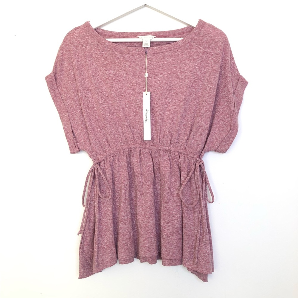 Caslon Tie Waist Peplum Tee Sz Petite Small